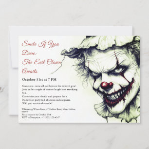 Convite de Halloween do Palhaço Mau – Sorriso Sini