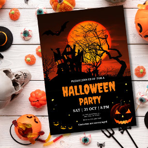 Convite de Halloween Editável, Fantasia de Hallowe