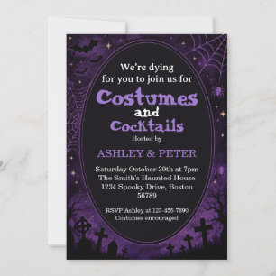 Convite de Halloween Editável Fantasias & Coquetéi