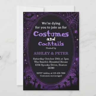 Convite de Halloween Editável Fantasias & Coquetéi