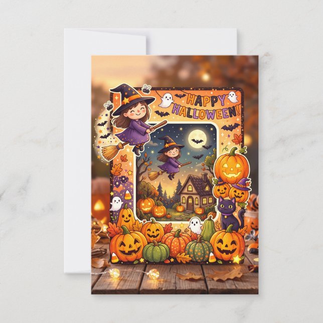Convite de Halloween em Branco Cartão 2026 #1 (Frente)