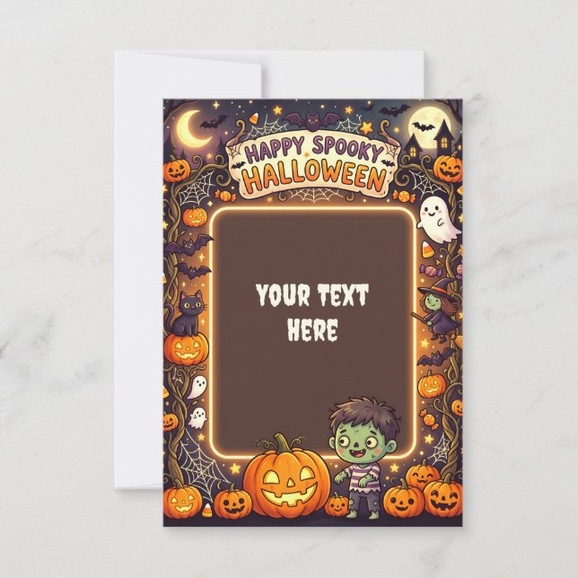 Convite de Halloween em Branco Cartão 2026 #5 (Frente)