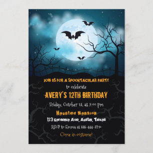 Convite de Halloween, festa de aniversário de Hal
