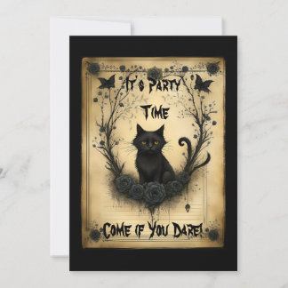 Convite de Halloween Gato Preto