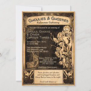 Convite de Halloween Ghoulies retrô personalizável