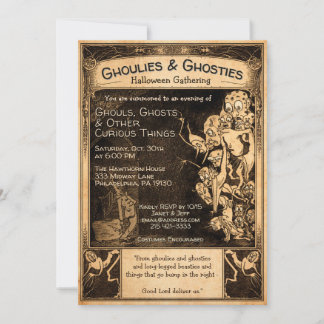 Convite de Halloween Ghoulies retrô personalizável