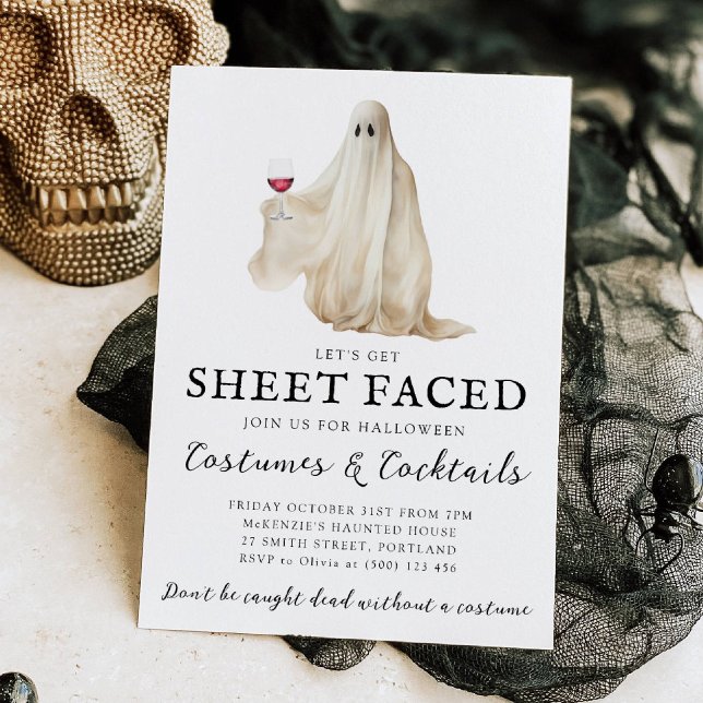 Convite de Halloween Let's Get Sheet Faced (Criador carregado)