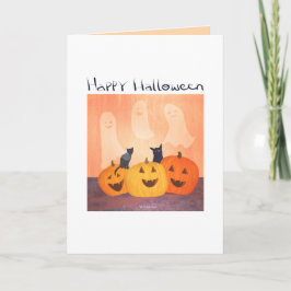 Convite de Halloween ou gatos/espiritos dizendo ol