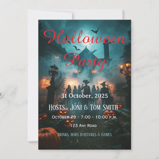 Convite de Halloween para Mansão Assombrada Editáv (Frente)
