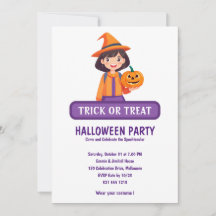 Convite de Halloween para Menina com Abóbora