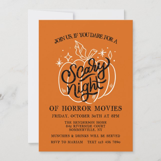 Convite de Halloween para Noite Assustadora (Frente)