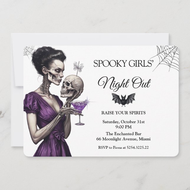 Convite de Halloween para Noite das Garotas Assust (Frente)