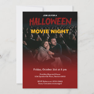 Convite de Halloween para noite de filme de terror