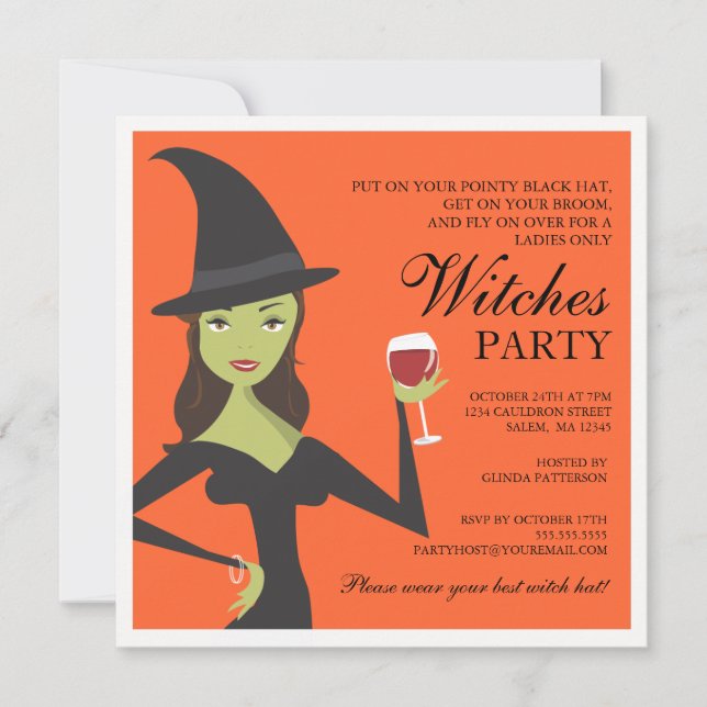 Convite de Halloween para o Festa de Bruxas de Chi (Frente)