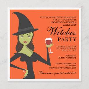 Convite de Halloween para o Festa de Bruxas de Chi