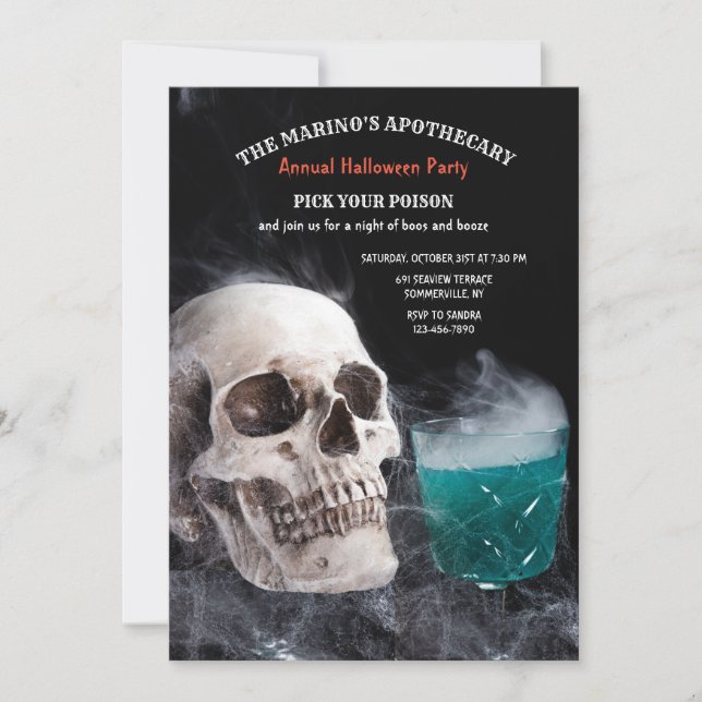 Convite de Halloween para Poção Envenenada (Frente)