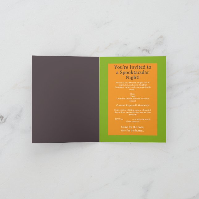 Convite de Halloween personalizável (Interior)