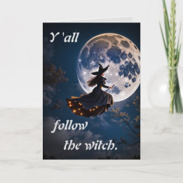 Convite de Halloween Seguir a Bruxa Cartão