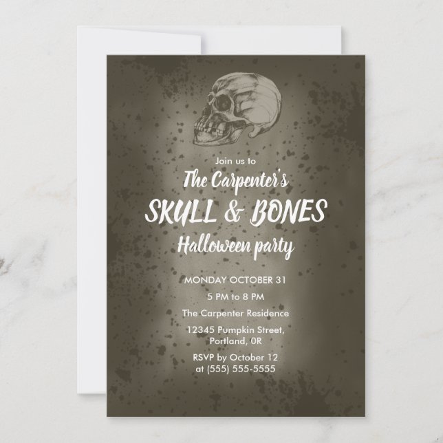 Convite de Halloween Skull & Bones (Frente)