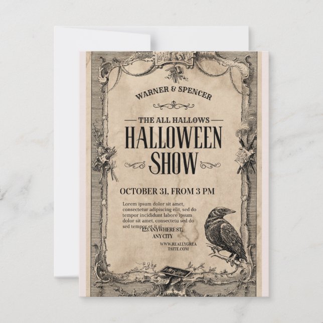 Convite de Halloween Vintage (Frente)