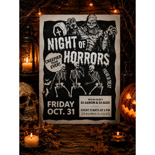 Convite de Halloween Vintage Preto e Moderno