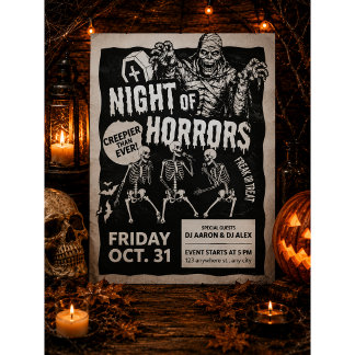 Convite de Halloween Vintage Preto e Moderno