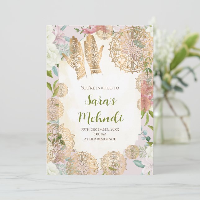 Convite de Henna & Convite de Mehndi Convite de Me (Em pé/Frente)