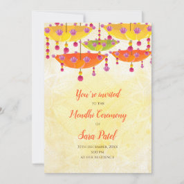 Convite de Henna e convites de Mendhi Festa de Hen