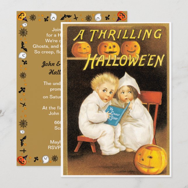 Convite de Histórias Assustadoras de Halloween Vin (Frente/Verso)