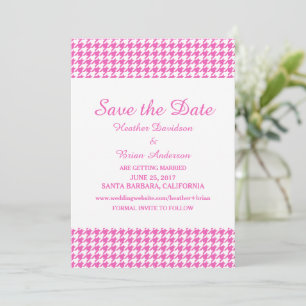 Convite de Houndstooth para Salvar a Data, Rosa