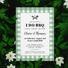 Convite de I Do BBQ com Toalha Xadrez Verde para P