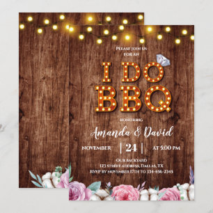 Convite de I Do BBQ de Algodão Floral de Madeira R