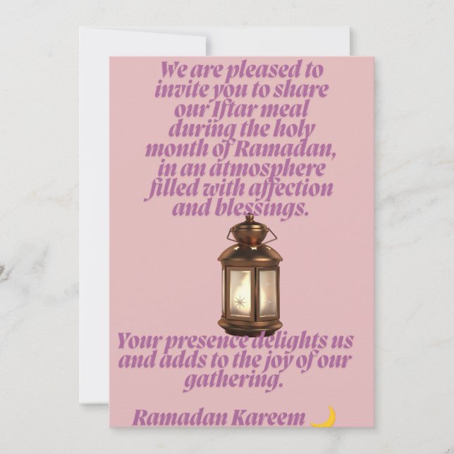 Convite de Iftar de Ramadan com Desenho de Crescen (Frente)