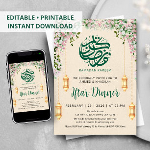 Convite de Iftar do Ramadan com Grinalda de Rosa R