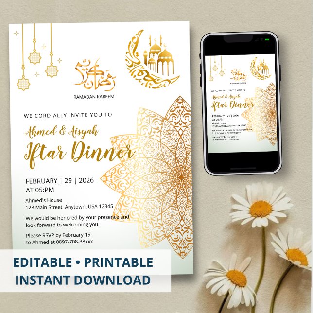 Convite de Iftar do Ramadan com padrão islâmico de (Criador carregado)