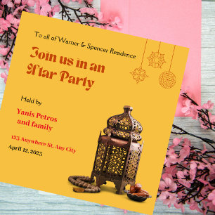 Convite de Iftar do Ramadan Minimalista Laranja