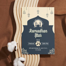 Convite de Iftar do Ramadão Azul Simples (Retrato)
