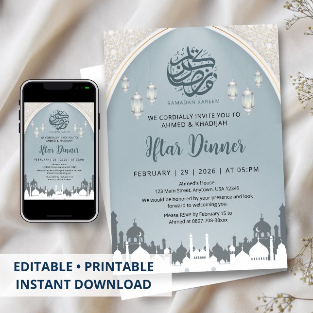 Convite de Iftar do Ramadão com Arco Islâmico e La (Criador carregado)