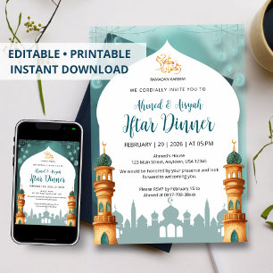Convite de Iftar do Ramadão em Aquarela Mesquita V