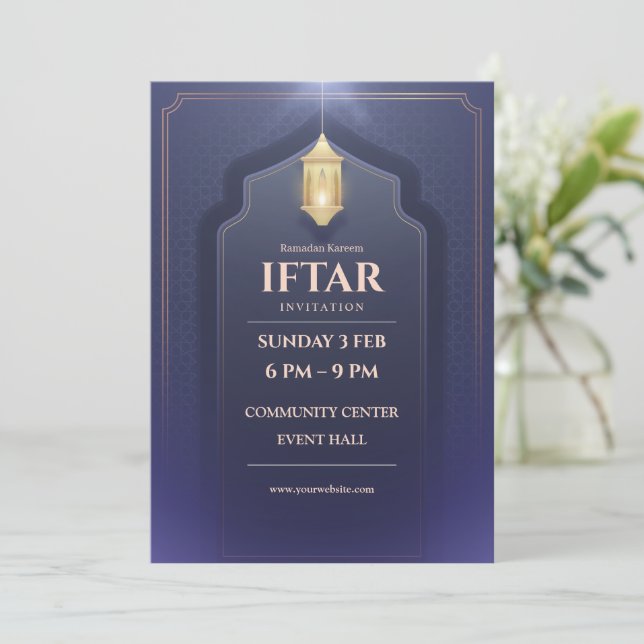 Convite de Iftar Elegante Ramadan Kareem  (Em pé/Frente)