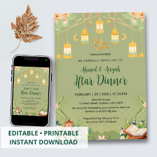 Convite de Iftar Floral para Jardim em Verde Sálvi