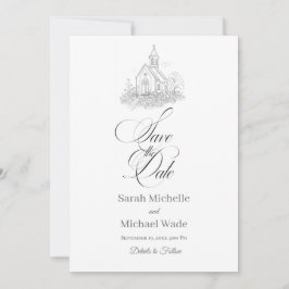 Convite de Igreja Calligraphy Save the Date