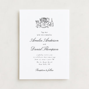 Convite de Ilustração de Mesa de Casamento Elegant