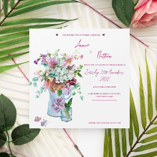 Convite de Ímã de Casamento com Aquarela Floral Ro