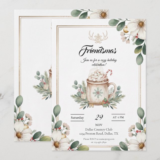 Convite de Impressão para Festa de Friendsmas Fest (Frente/Verso)