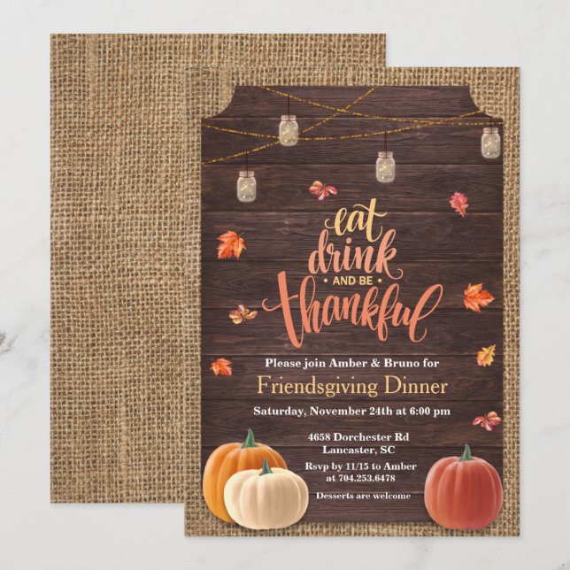 Convite de Inauguração de Casa de Abóbora Rústica  (Frente/Verso)