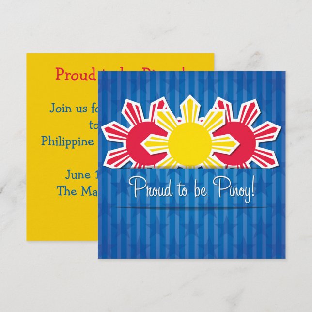 Convite de Independência Filipina Pinoy (Frente/Verso)