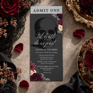 Convite de ingresso para casamento floral gótico