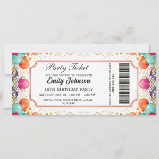 Convite de Ingresso para Festa de Aniversário Dour