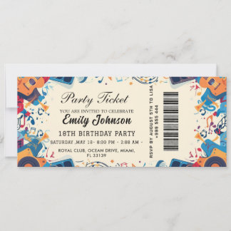 Convite de Ingresso para Festa de Aniversário Dour